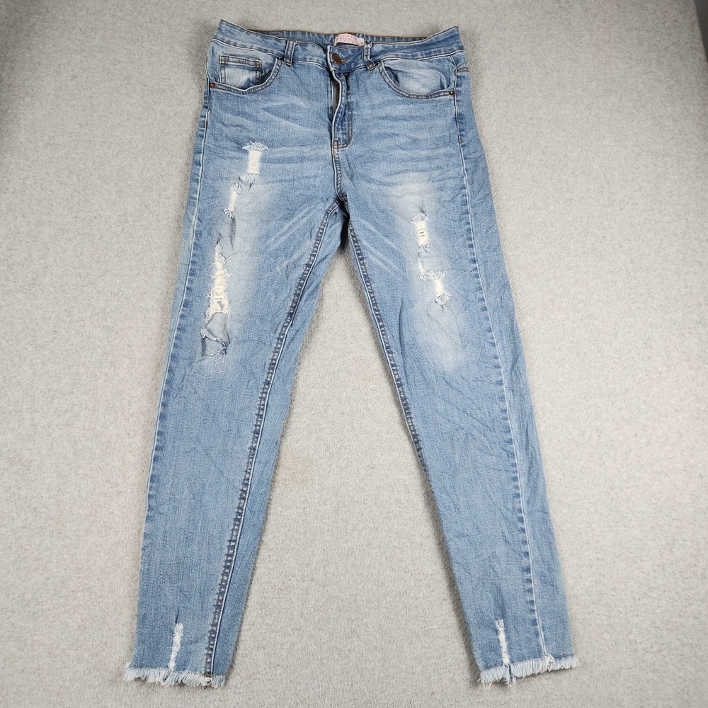 Love for Humanity Jeans Womens 16 Blue Denim Cotton Stretch Distressed Raw Hem